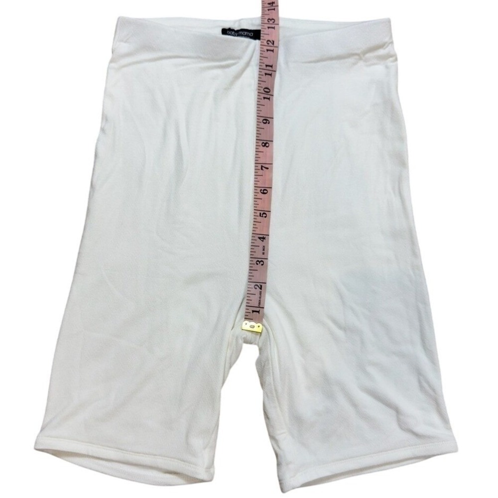 Naked Wardrobe Medium Baby Mama White Maternity Biker Shorts High Waist NEW - Picture 8 of 13